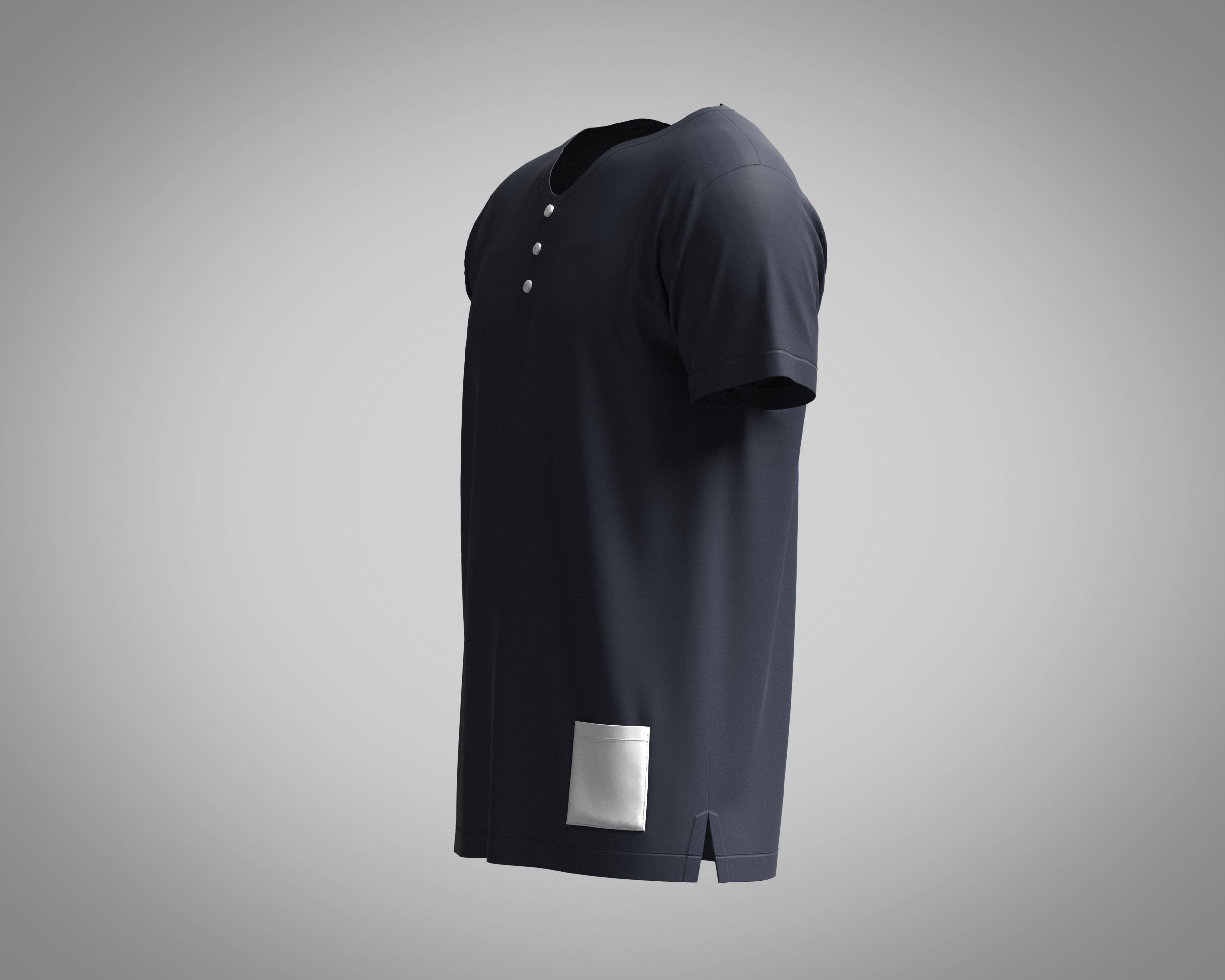 T-Shirt with Button 3D model_9