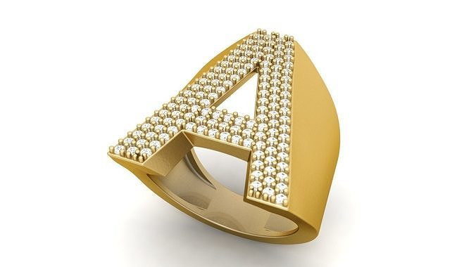 A Letter Diamond Ring  3D print model
