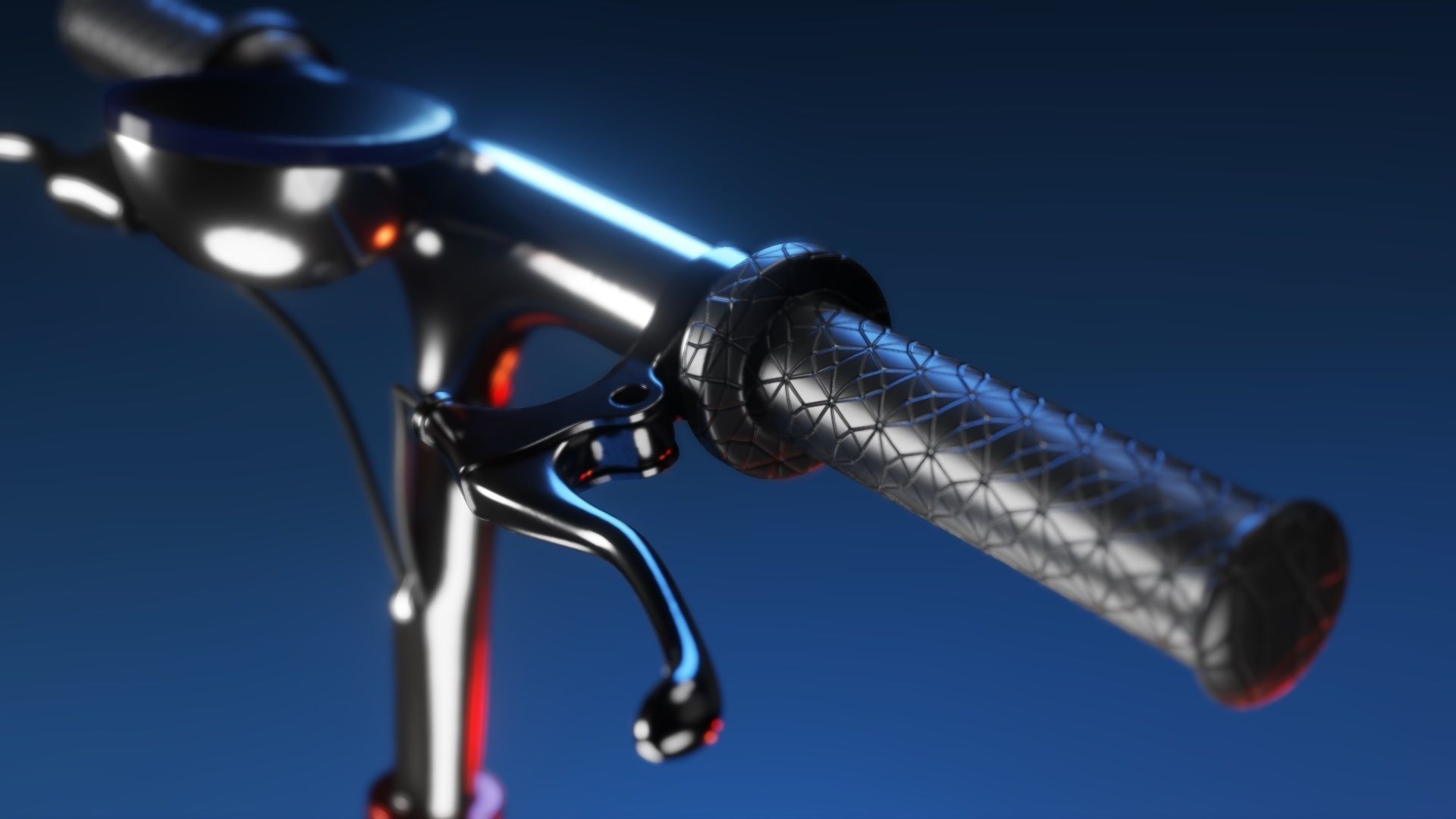 Red retro modern electric scooter 3D model_7