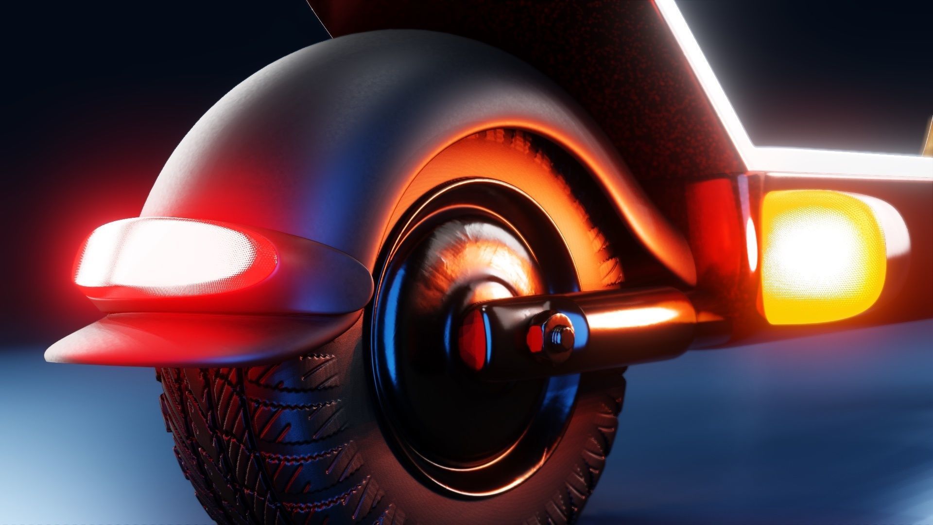 Red retro modern electric scooter 3D model_13