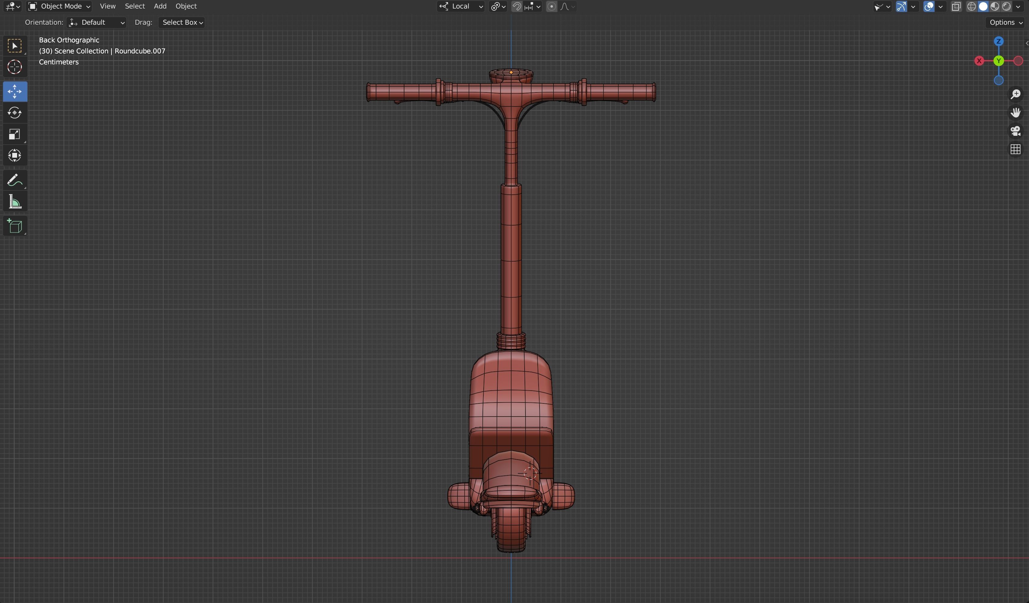 Red retro modern electric scooter 3D model_17