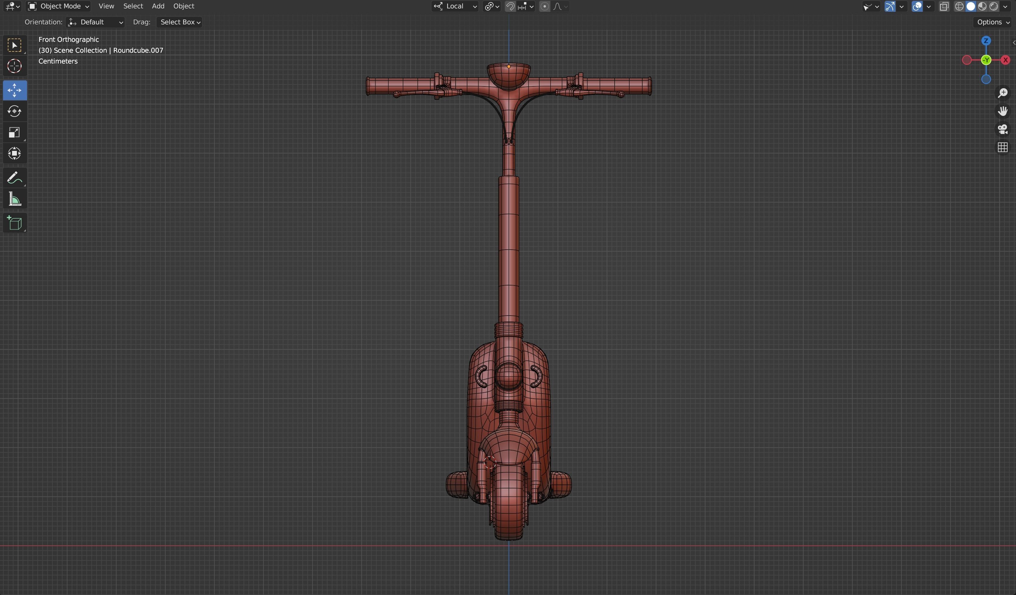 Red retro modern electric scooter 3D model_15