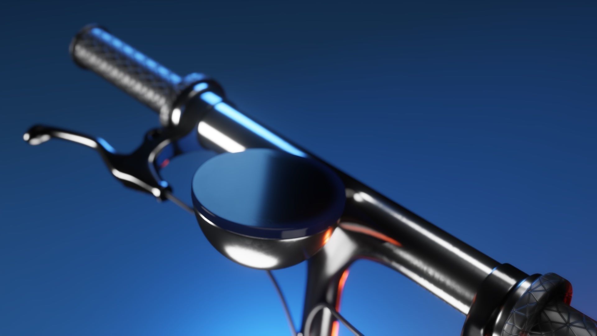 Red retro modern electric scooter 3D model_6