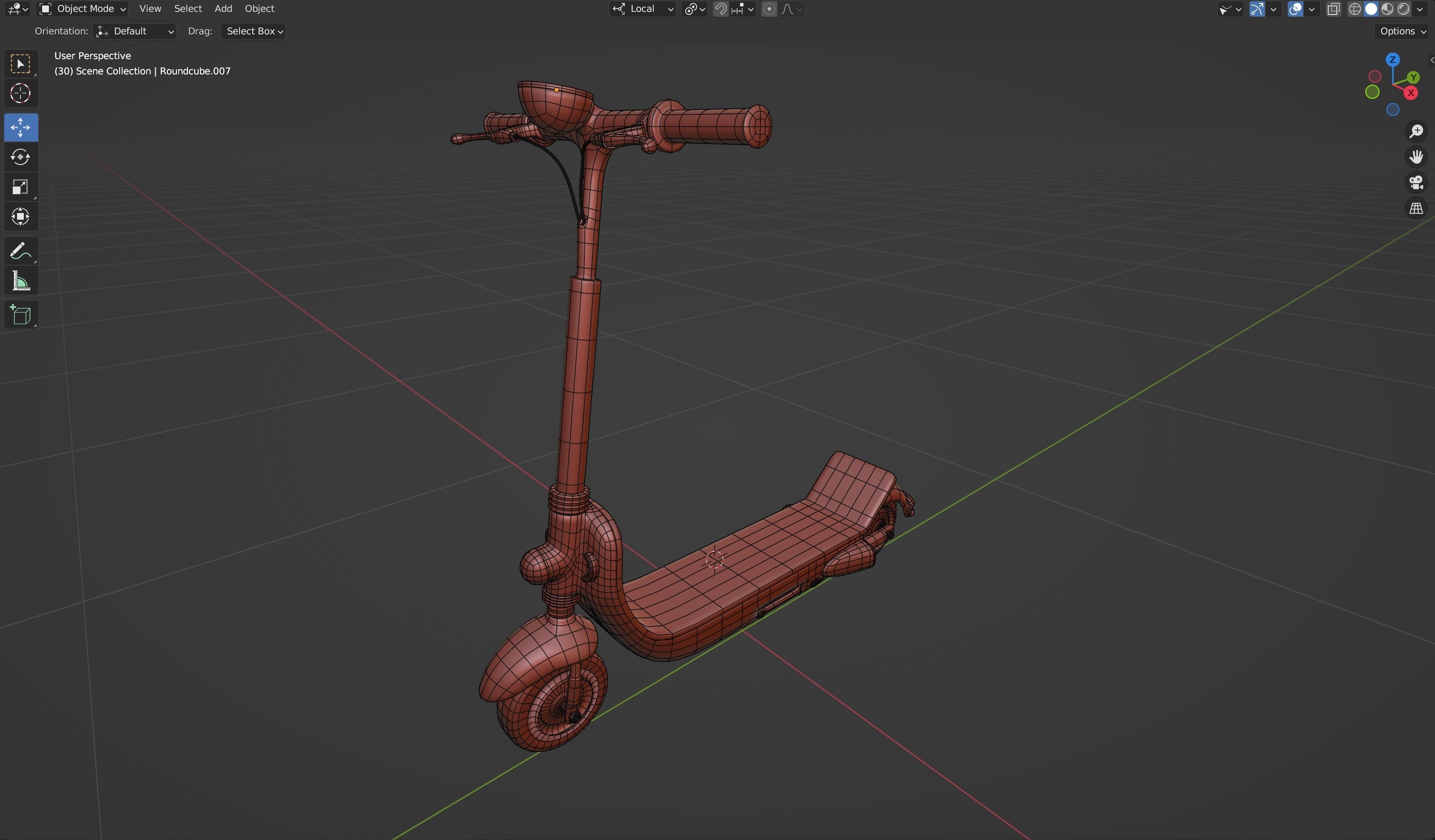 Red retro modern electric scooter 3D model_20