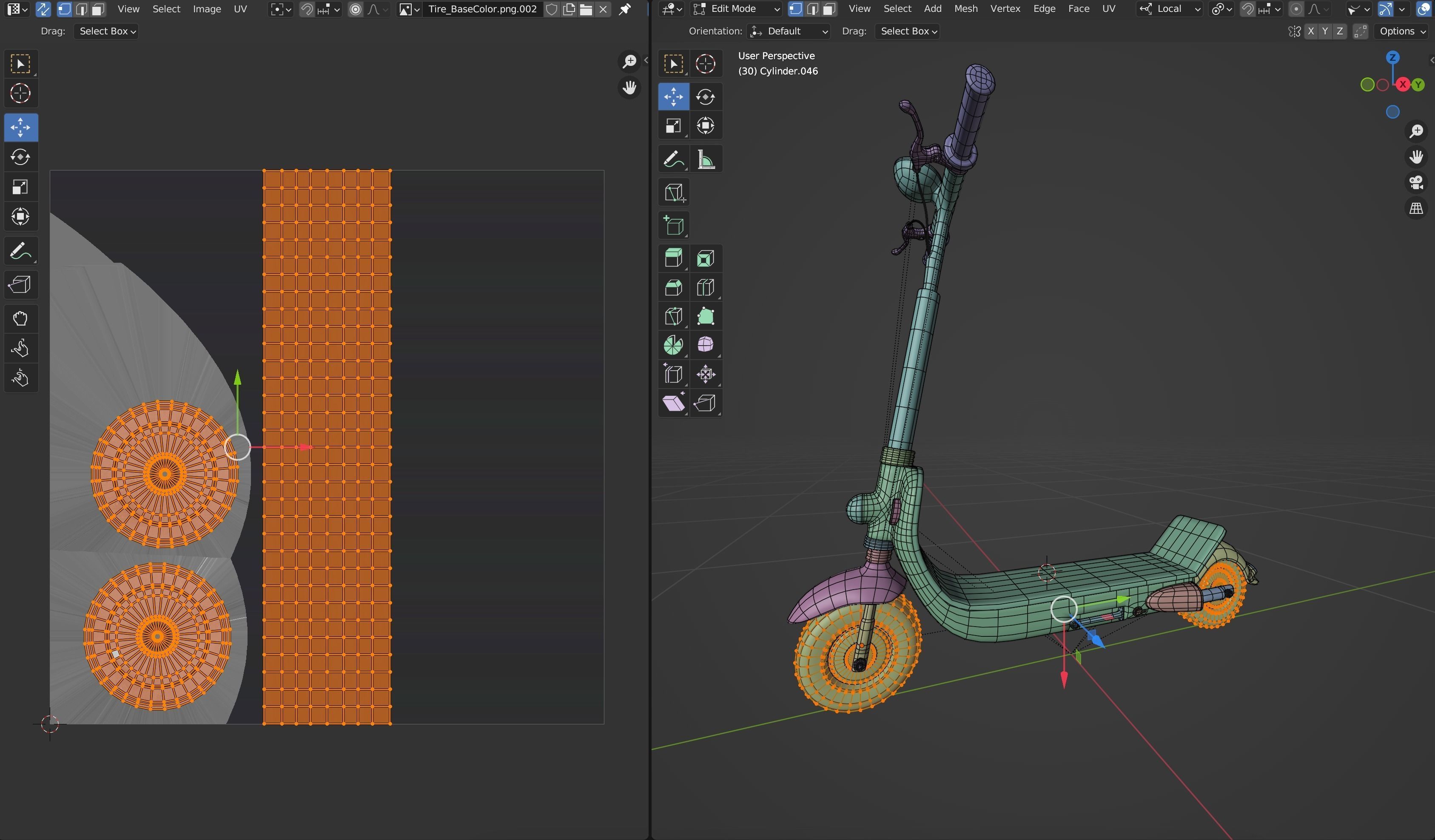 Red retro modern electric scooter 3D model_23