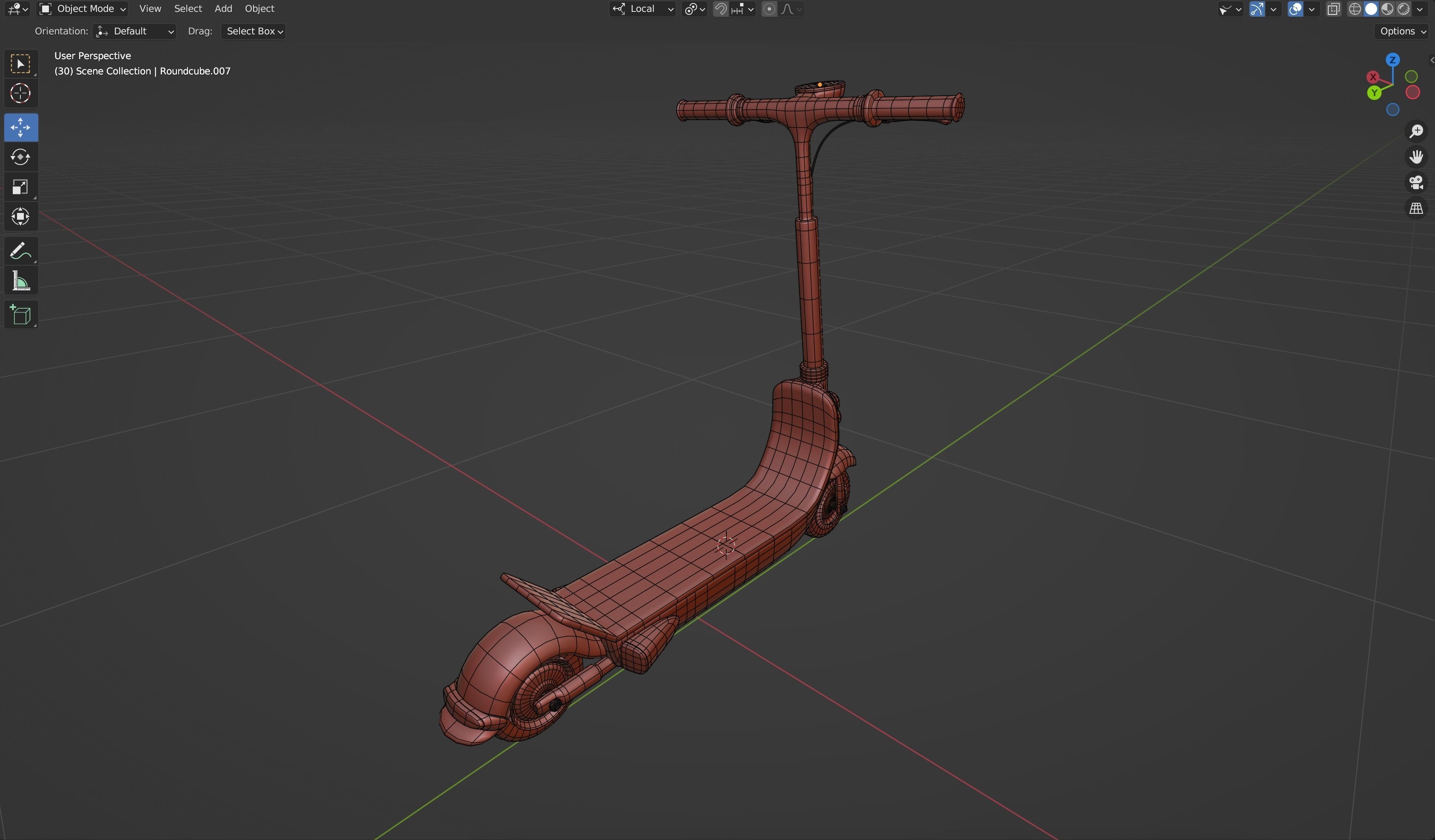 Red retro modern electric scooter 3D model_19