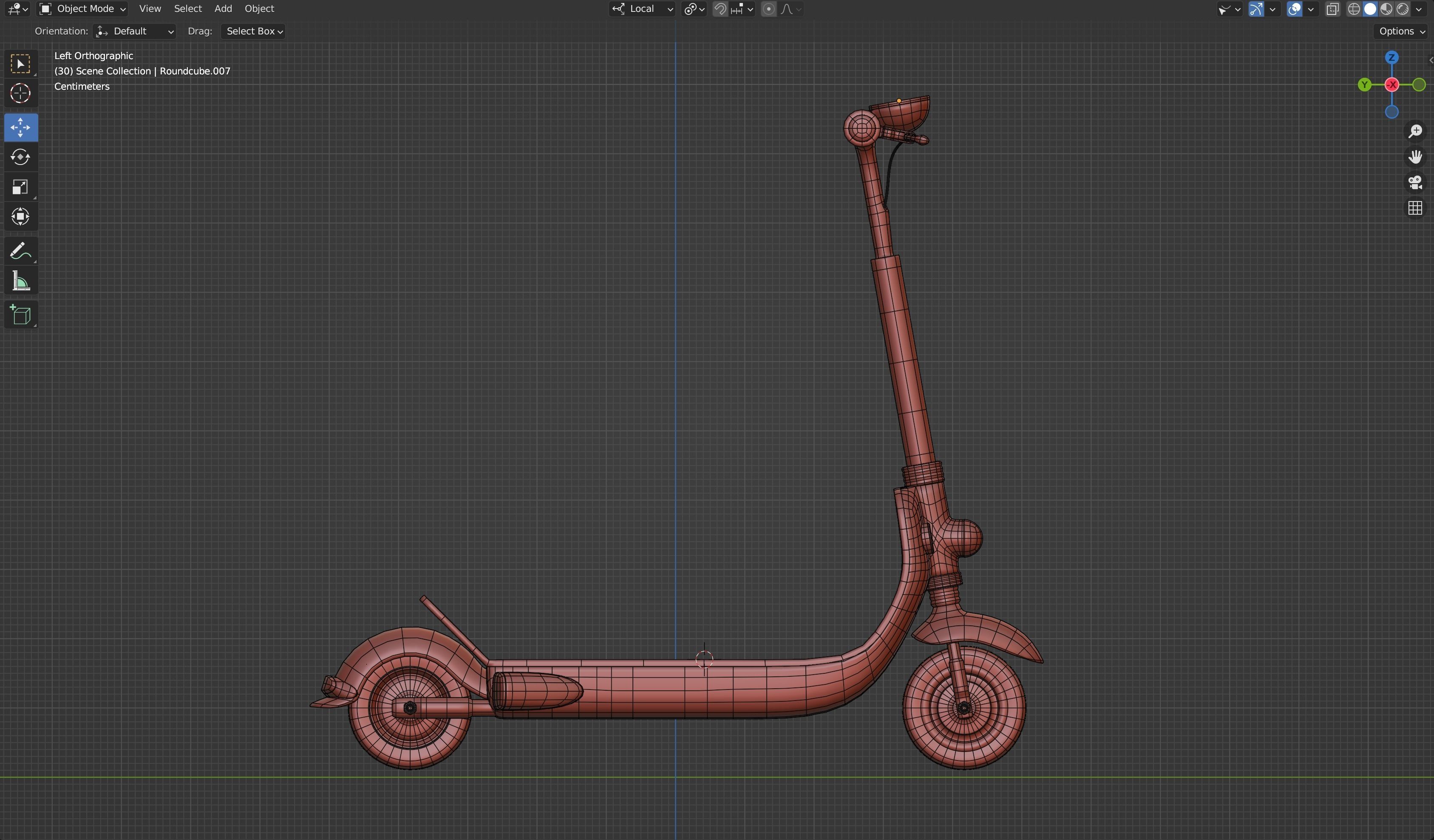 Red retro modern electric scooter 3D model_18