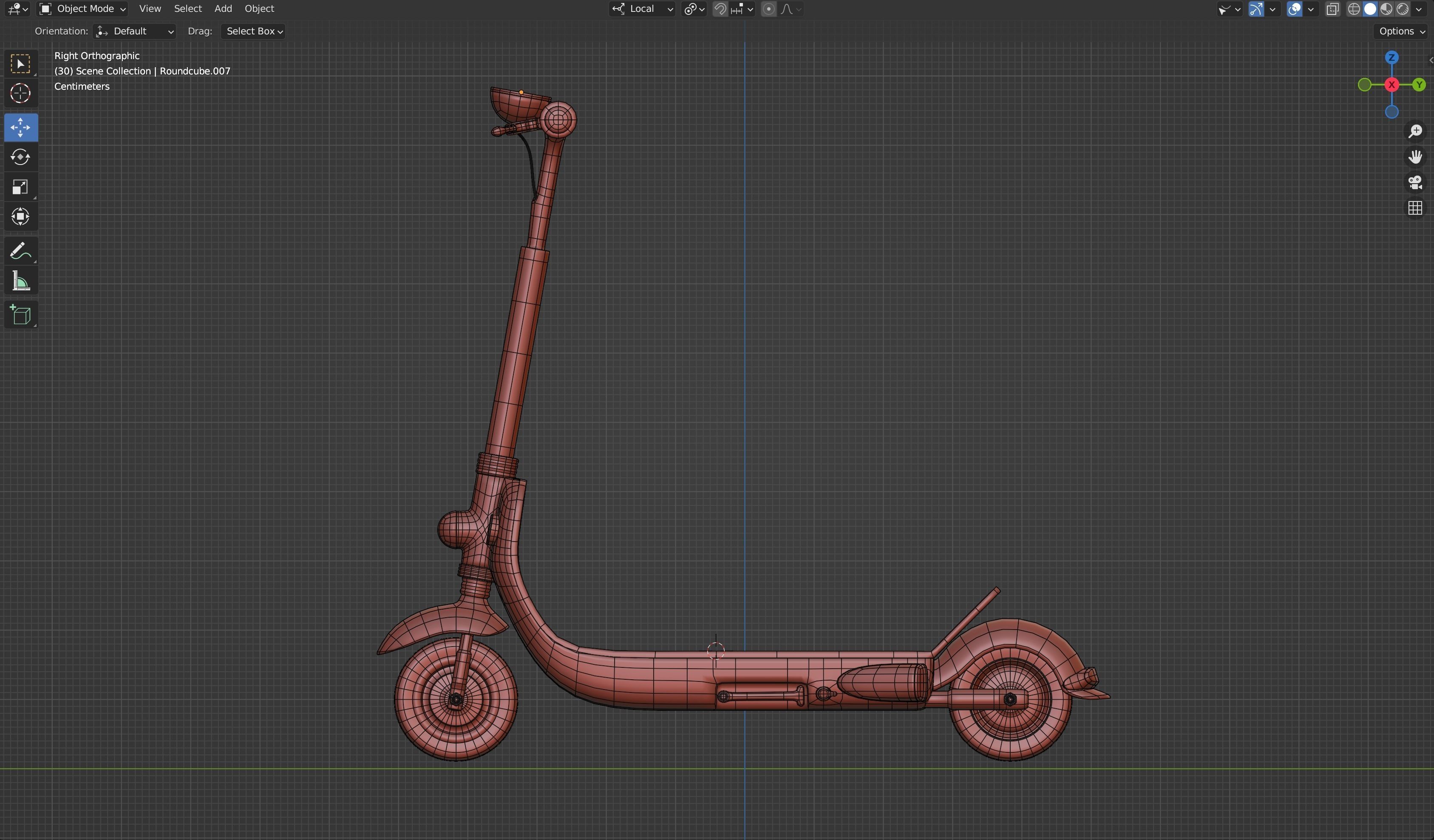 Red retro modern electric scooter 3D model_16