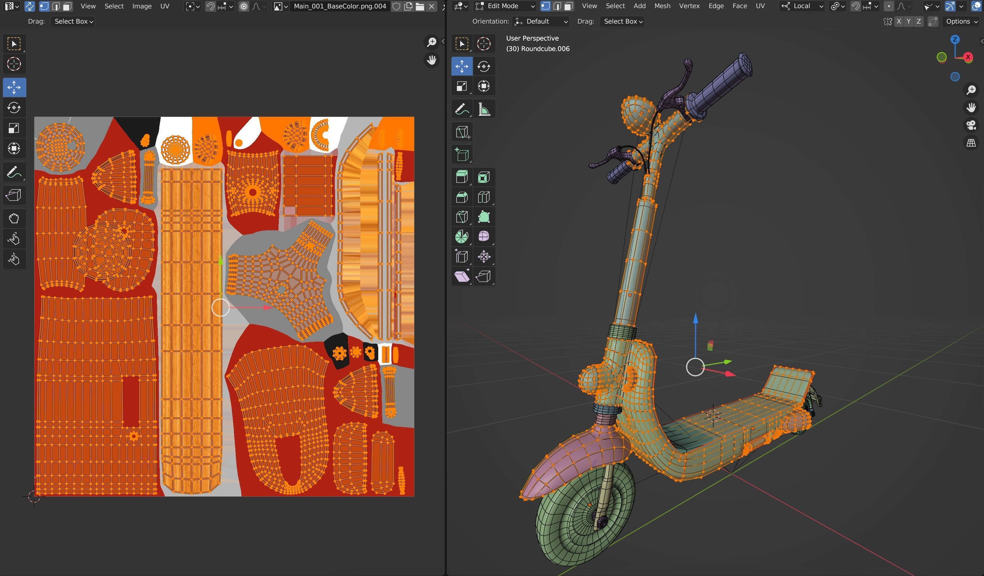 Red retro modern electric scooter 3D model_21