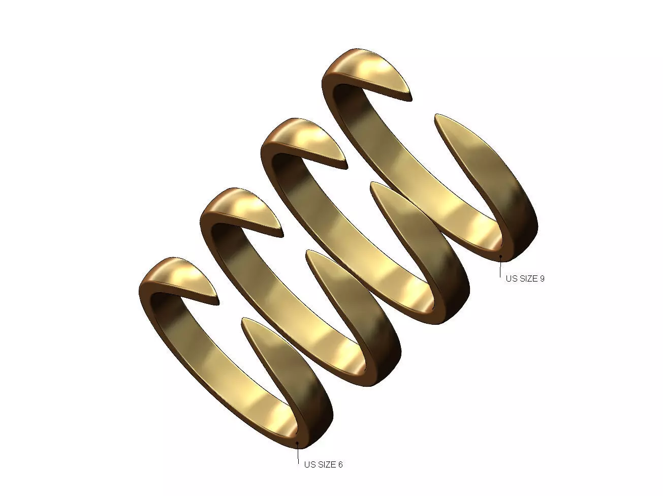 Thin claw fashion band US sizes 6to9 3D print model