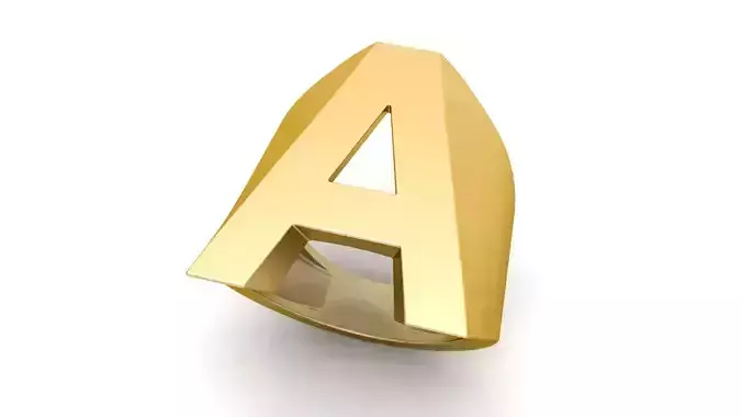 A Letter Plain Gold Ring  
