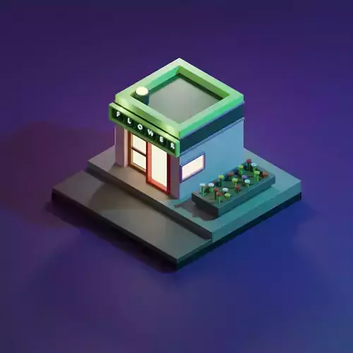 Flower Shop Design with Captivating Nighttime Ambiance