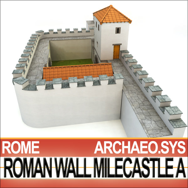 Ancient Roman Mile Castle A 3D model_3