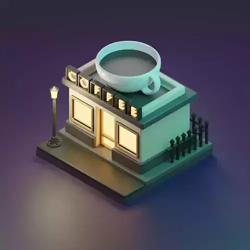 Whimsical 3D Coffee Shop Design with Playful Touches