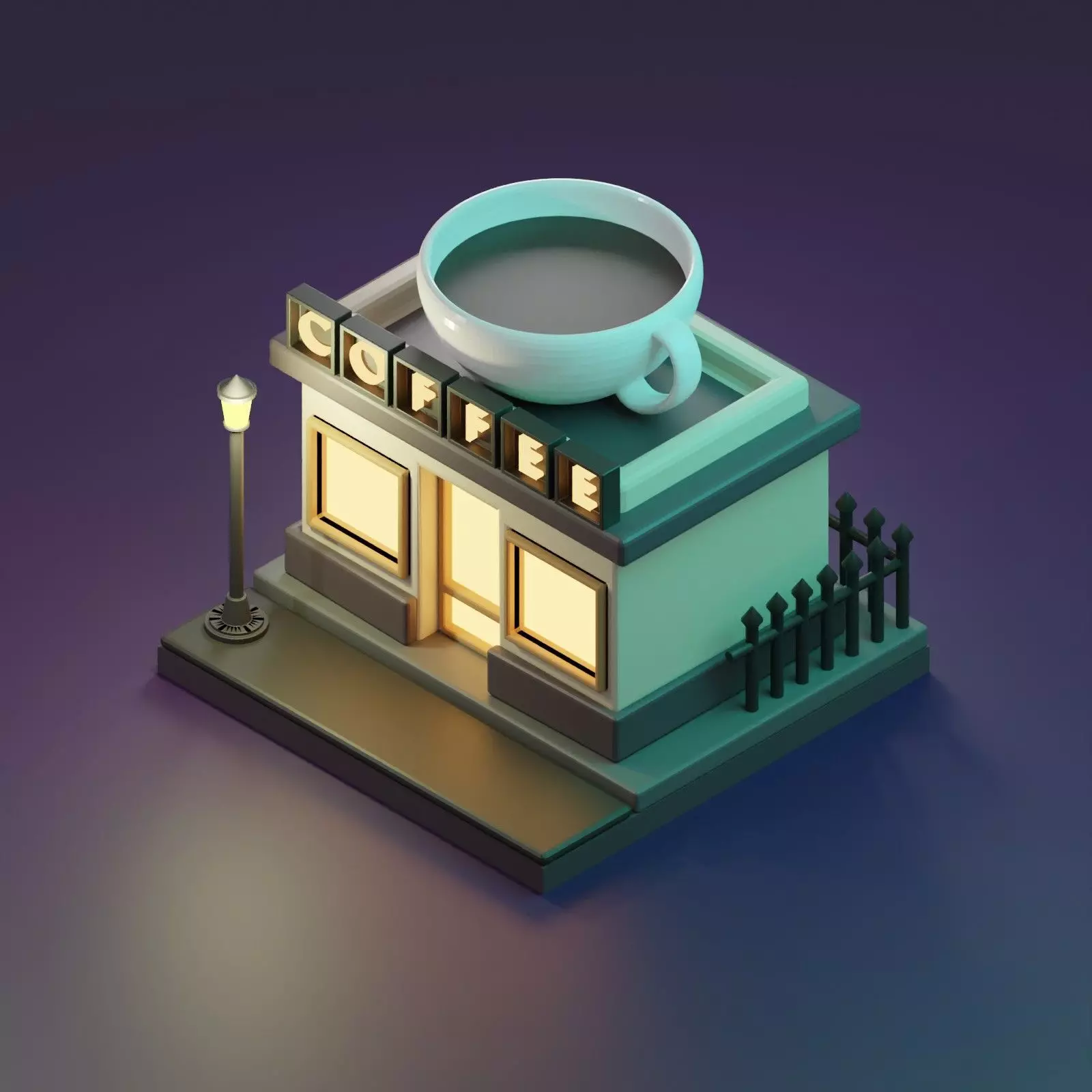 Whimsical 3D Coffee Shop Design with Playful Touches 3D model_0