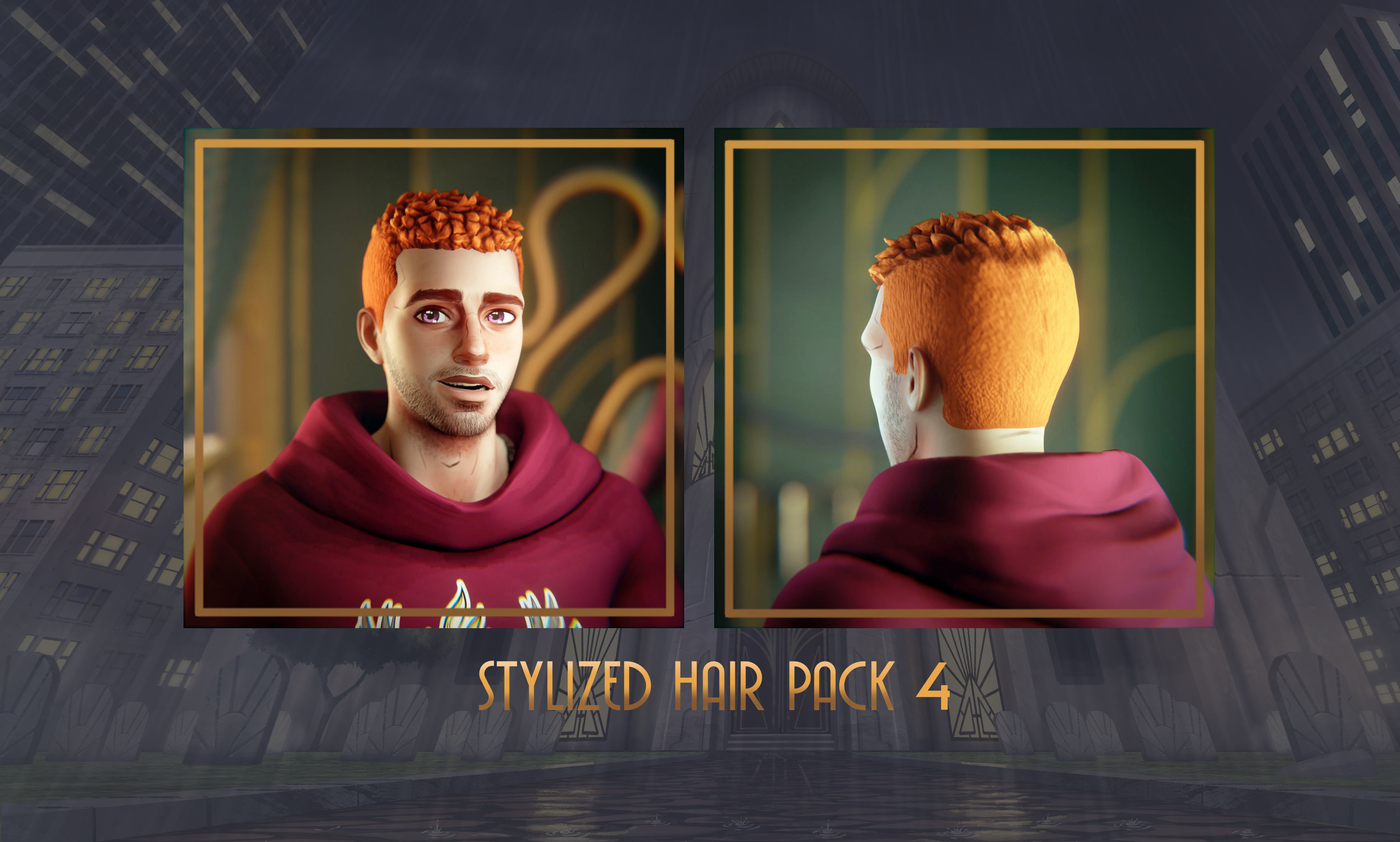 Stylized Hair with Handpainted Textures 4 Low-poly 3D model_4