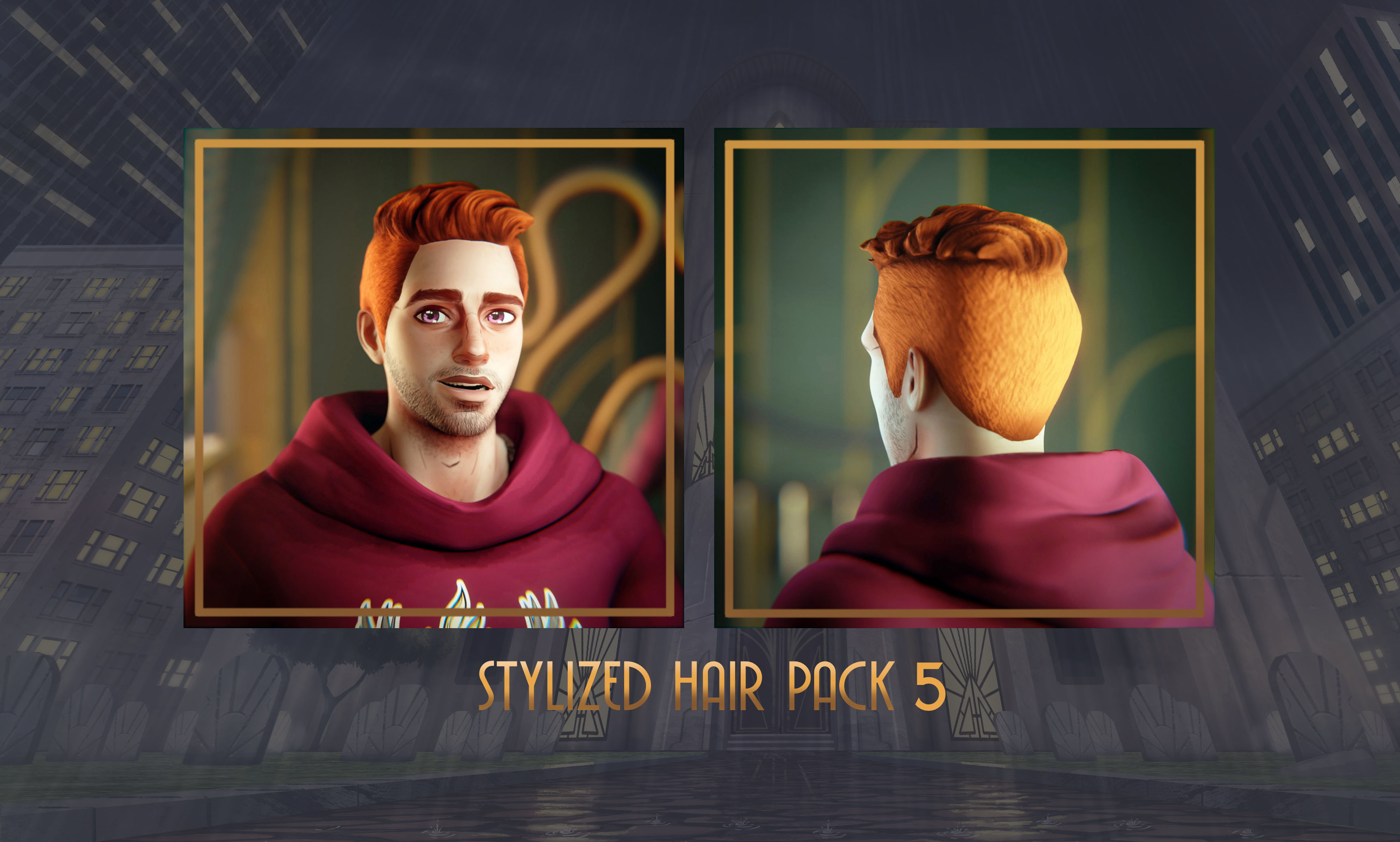 Stylized Hair with Handpainted Textures 5 Low-poly 3D model_4