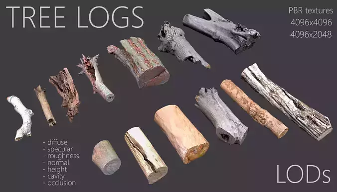Tree Logs Low-poly 3D model