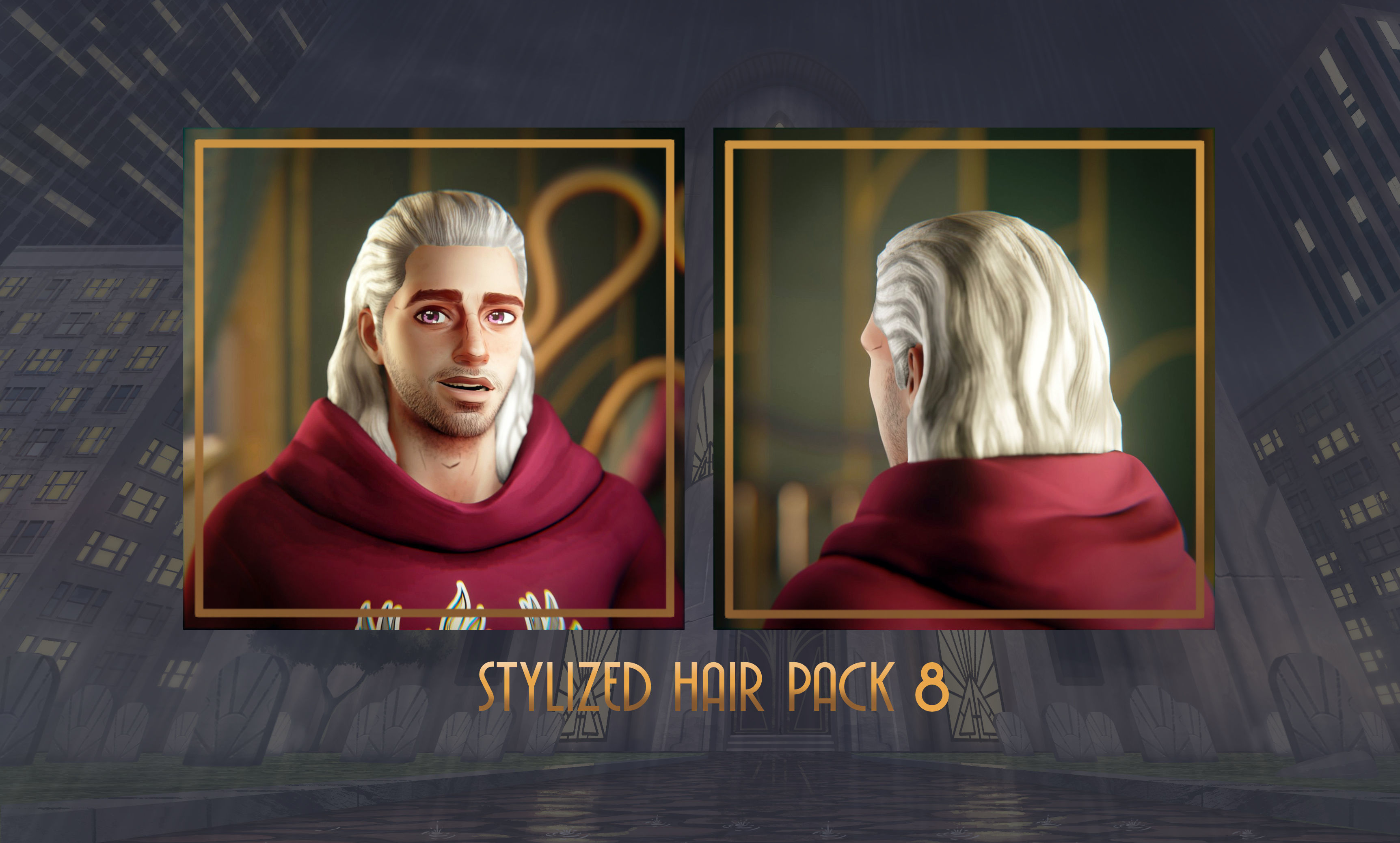 Stylized Hair with Handpainted Textures 8 Low-poly 3D model_4