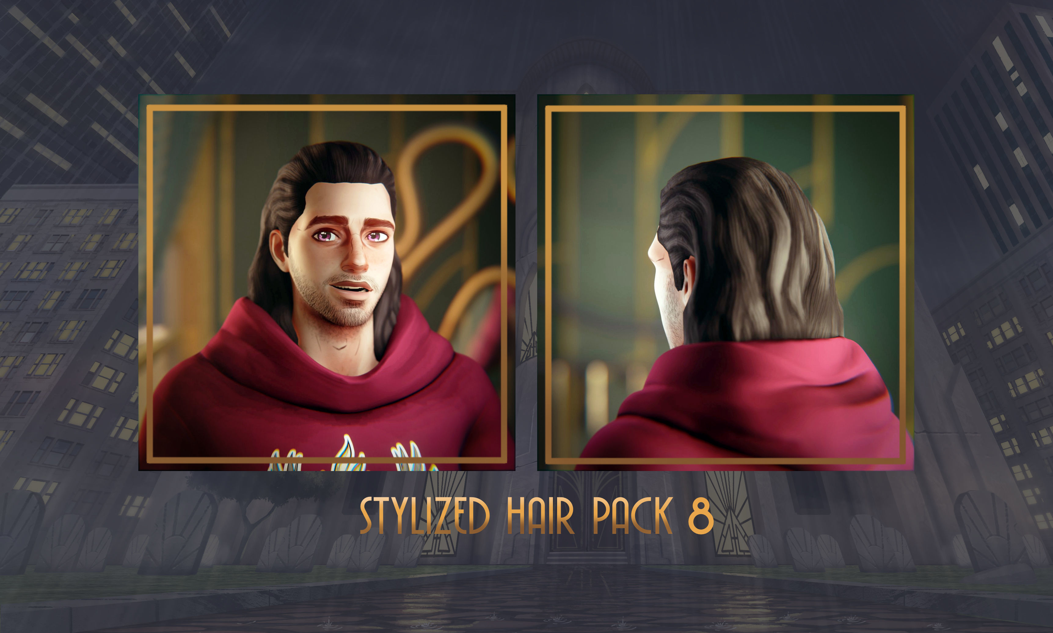 Stylized Hair with Handpainted Textures 8 Low-poly 3D model_3