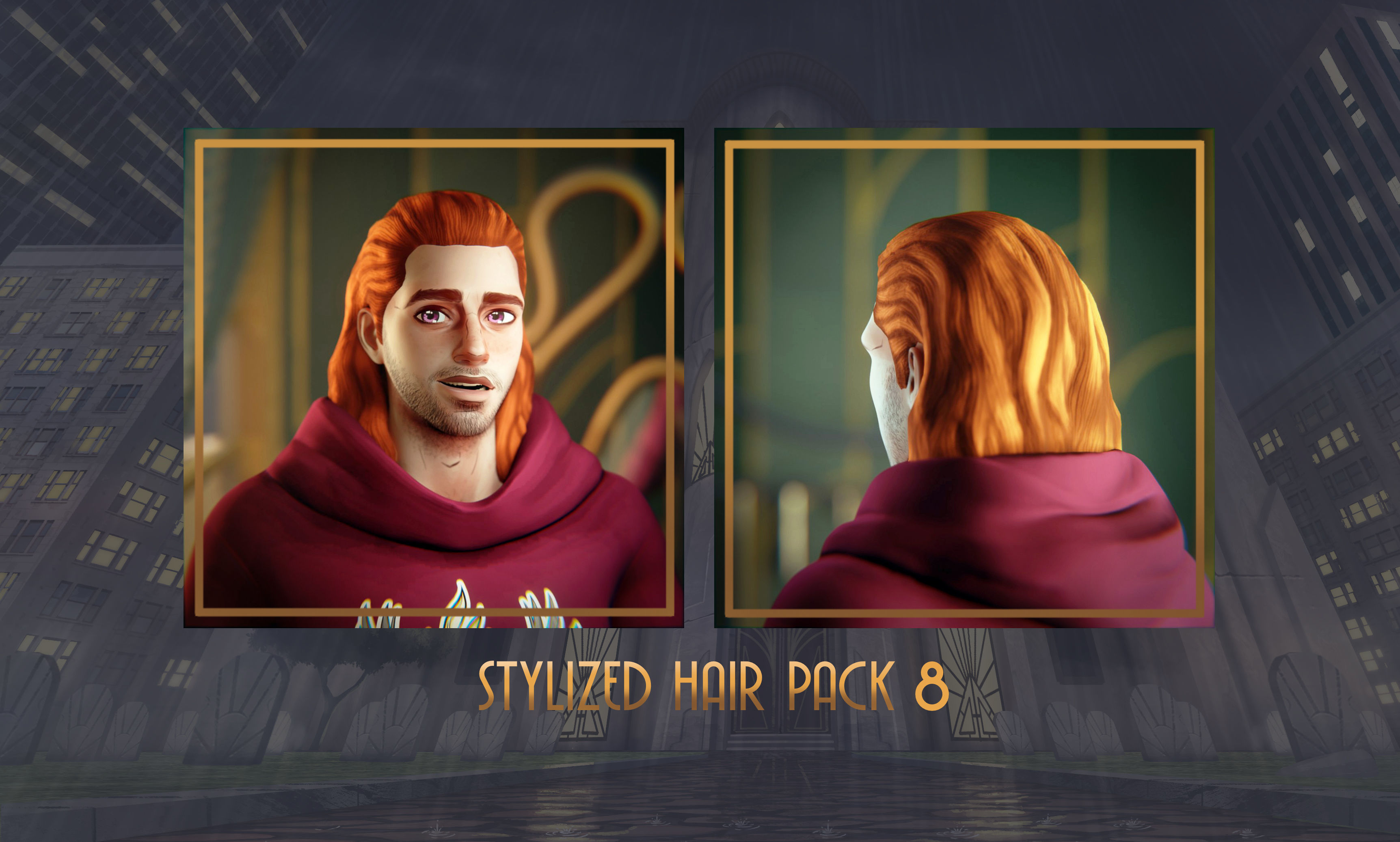 Stylized Hair with Handpainted Textures 8 Low-poly 3D model_6