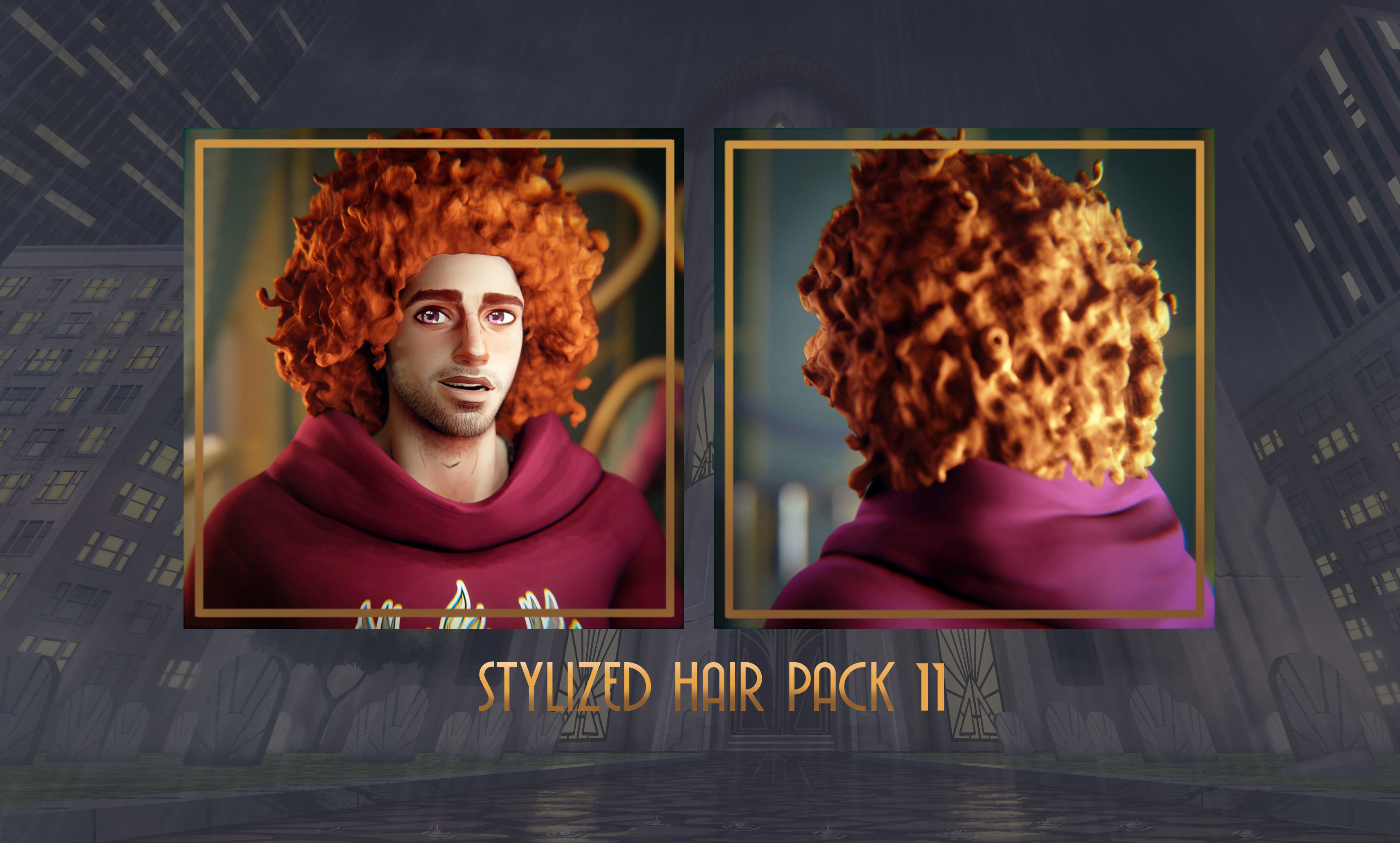 Stylized Hair with Handpainted Textures 11 Low-poly 3D model_4