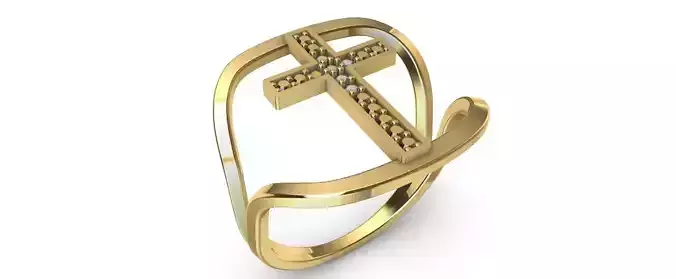 Cross Ring Double Hoop with Brilhants