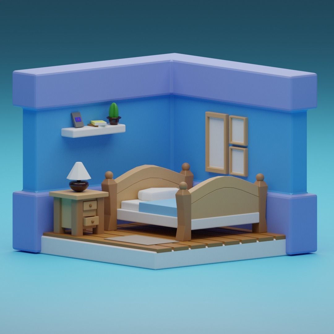 FREE ROOM WITH GOOD Design Free low-poly 3D model_1
