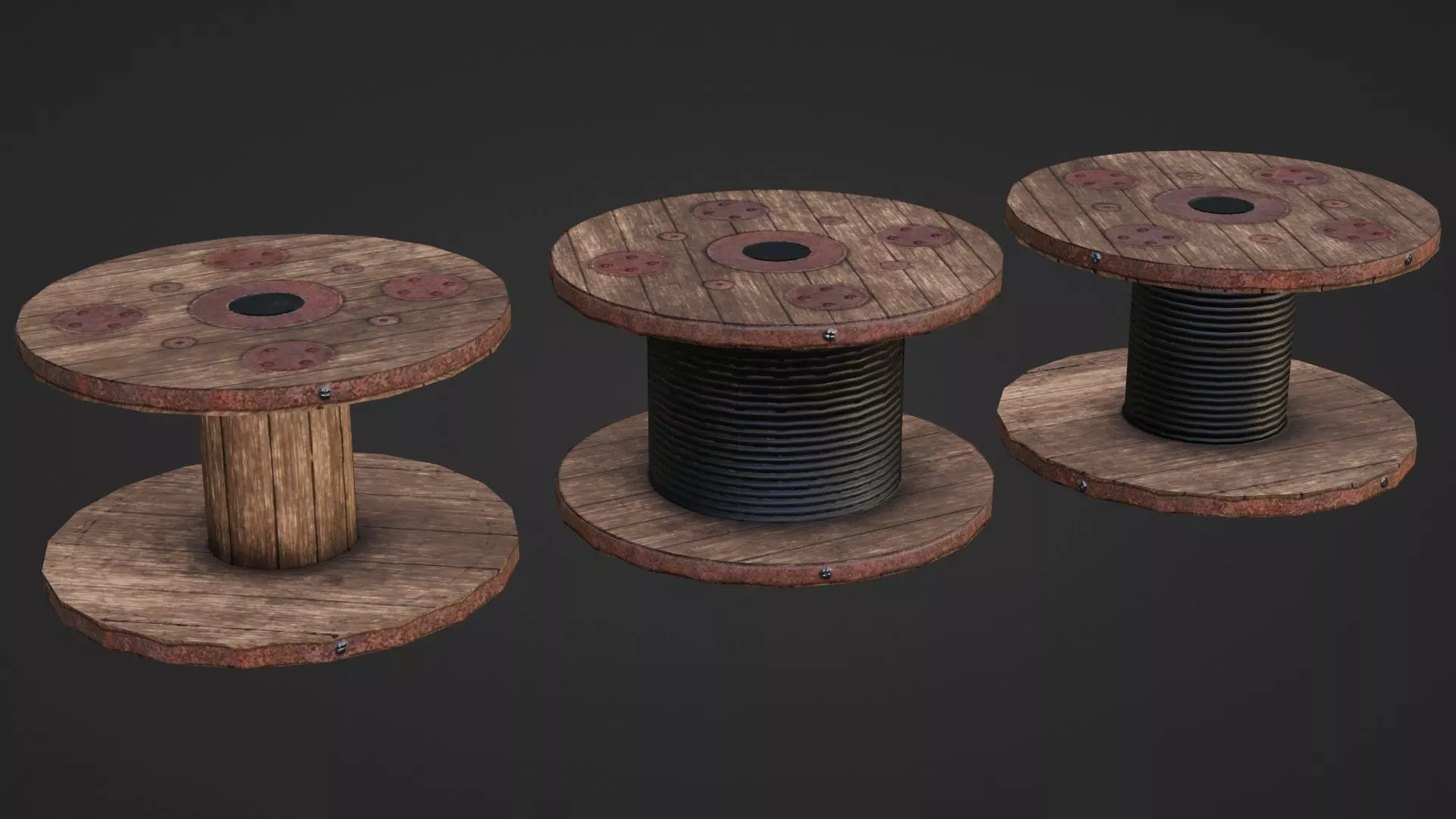 Cable Reel GAME READY Low-poly 3D model_0