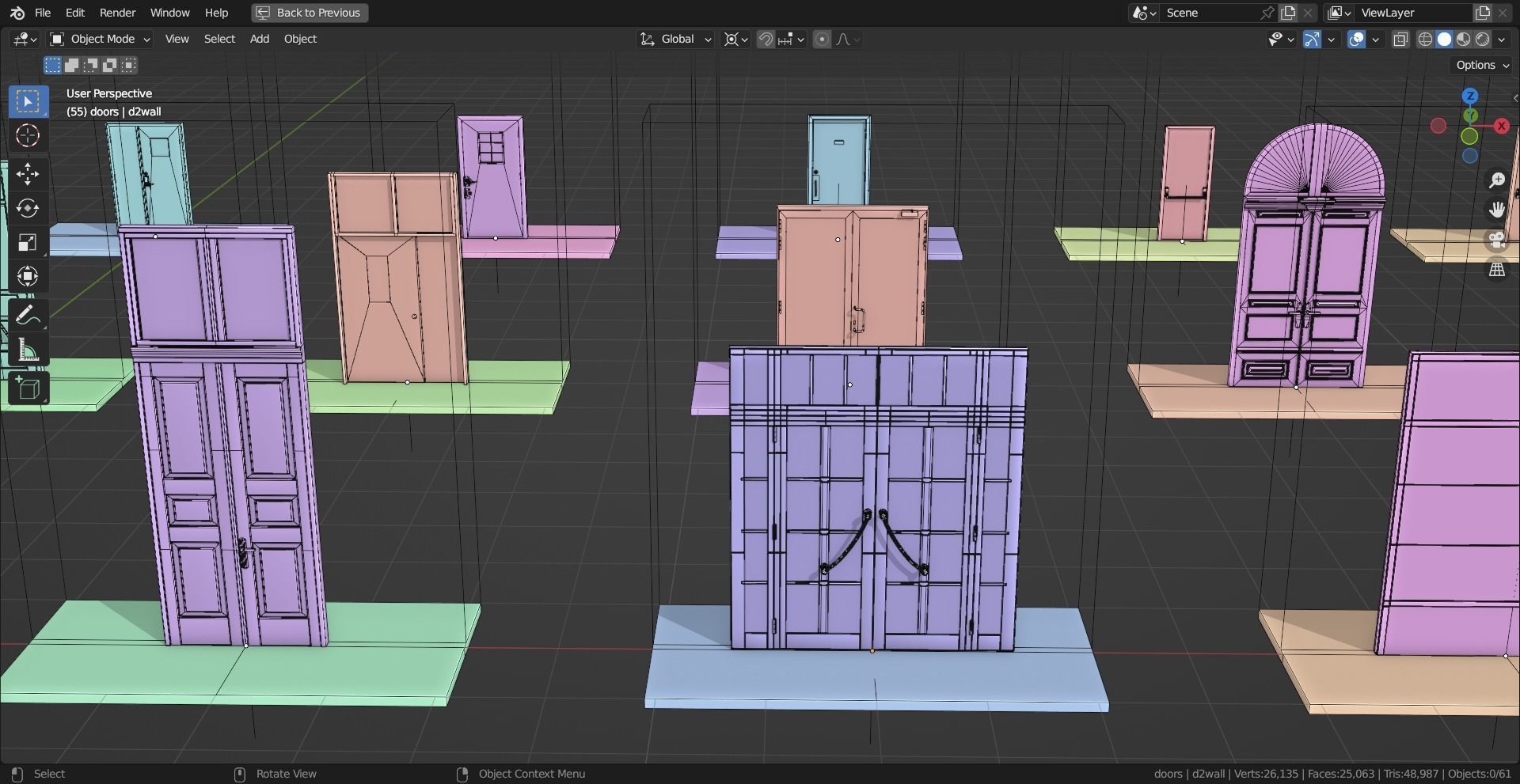 15 Exterior Doors Base Mesh Models Low-poly 3D model_7