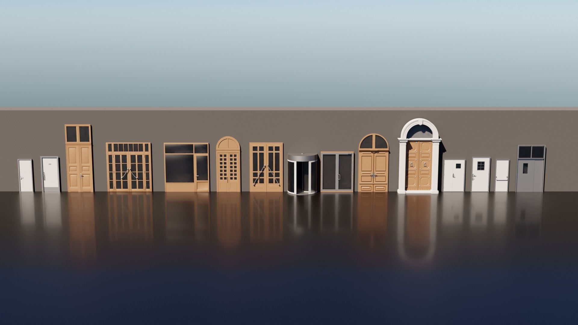 15 Exterior Doors Base Mesh Models Low-poly 3D model_10