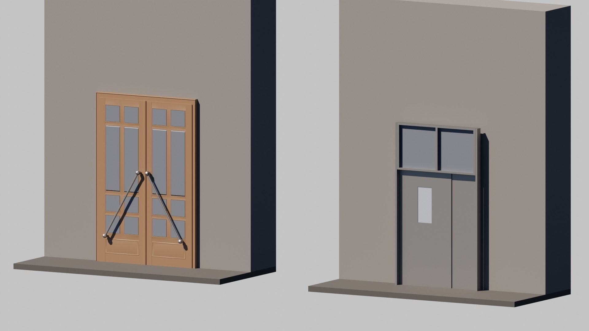 15 Exterior Doors Base Mesh Models Low-poly 3D model_16