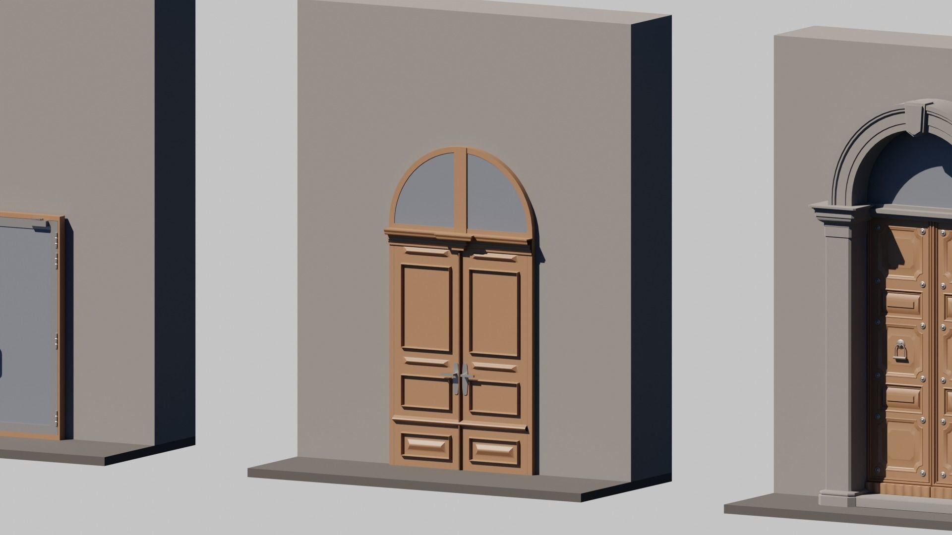 15 Exterior Doors Base Mesh Models Low-poly 3D model_18
