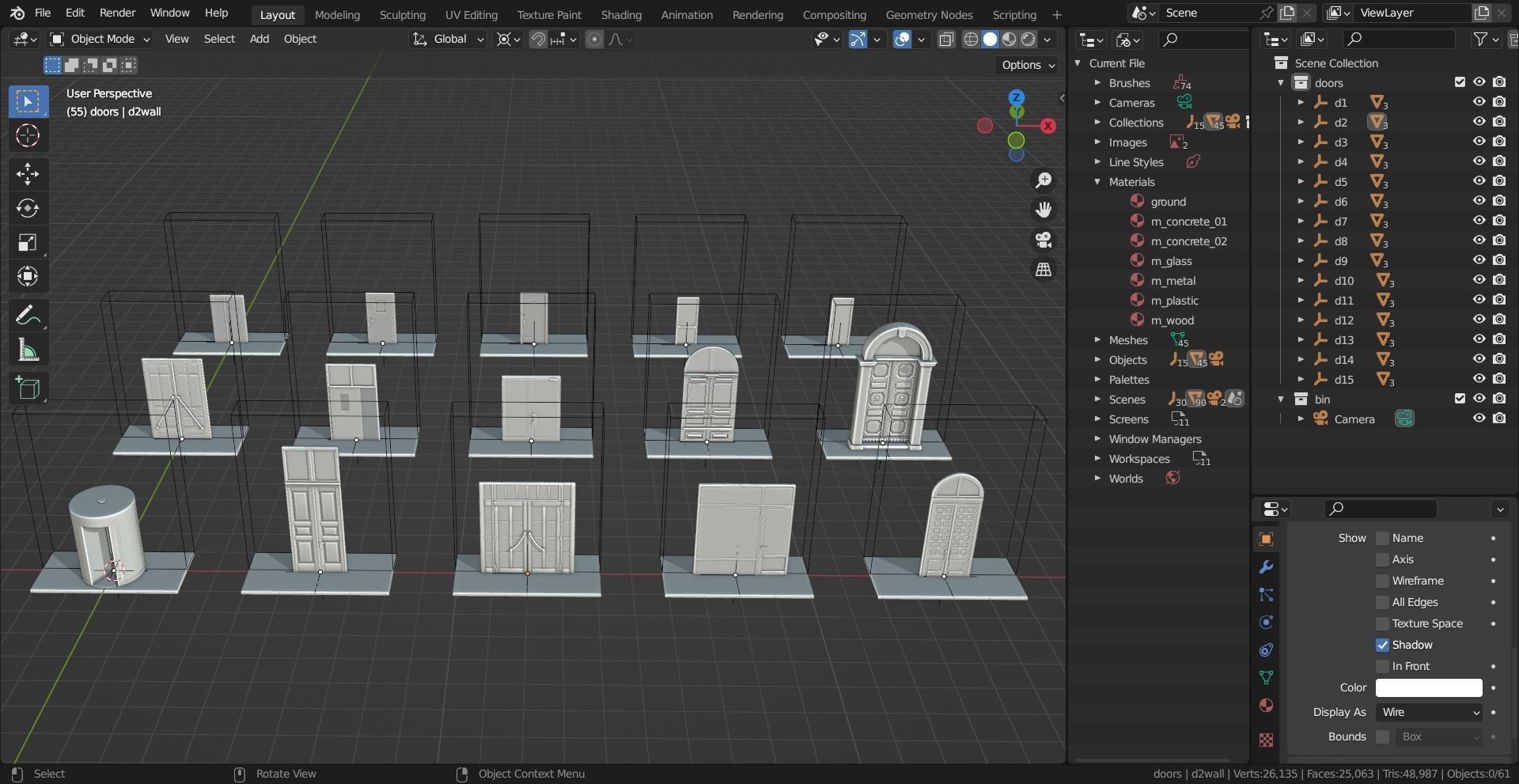 15 Exterior Doors Base Mesh Models Low-poly 3D model_2