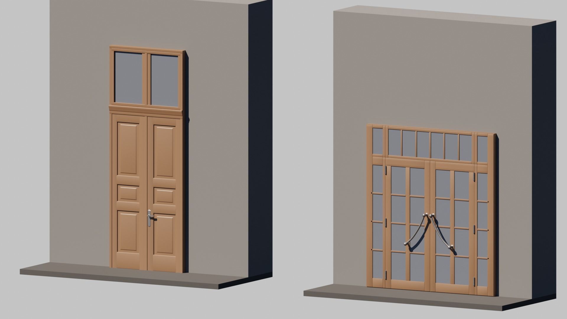 15 Exterior Doors Base Mesh Models Low-poly 3D model_14