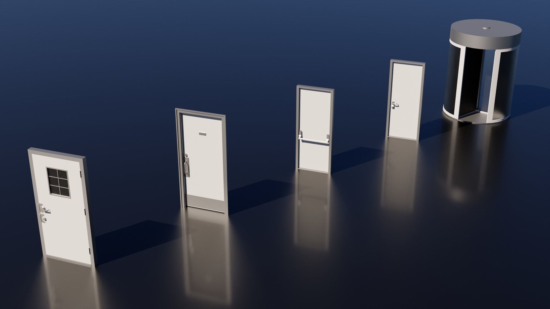 15 Exterior Doors Base Mesh Models Low-poly 3D model_12