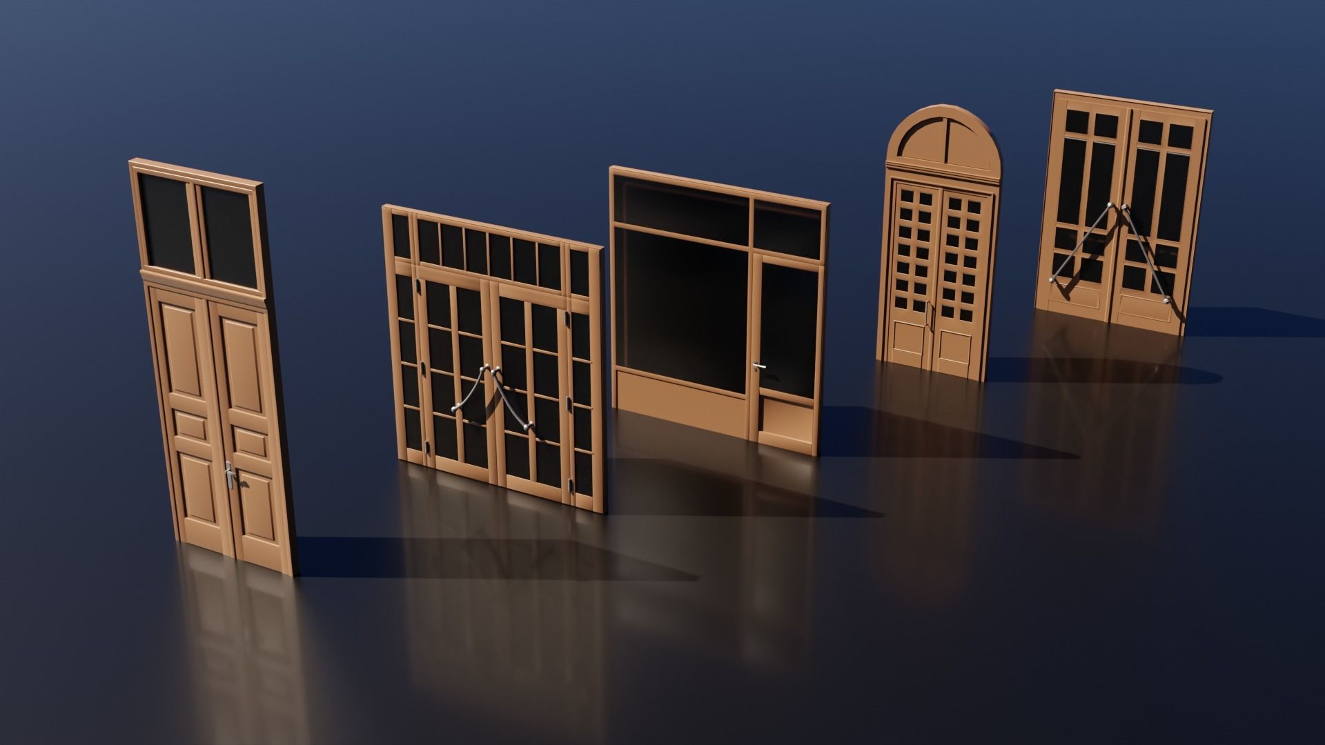15 Exterior Doors Base Mesh Models Low-poly 3D model_6