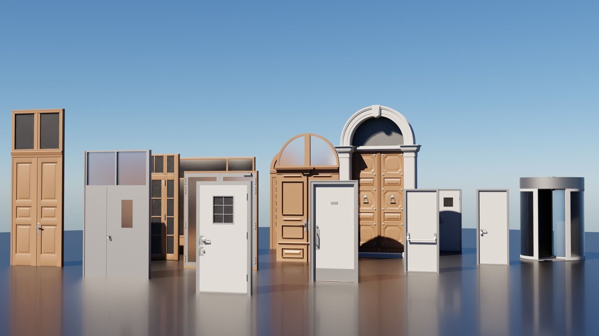 15 Exterior Doors Base Mesh Models Low-poly 3D model_1