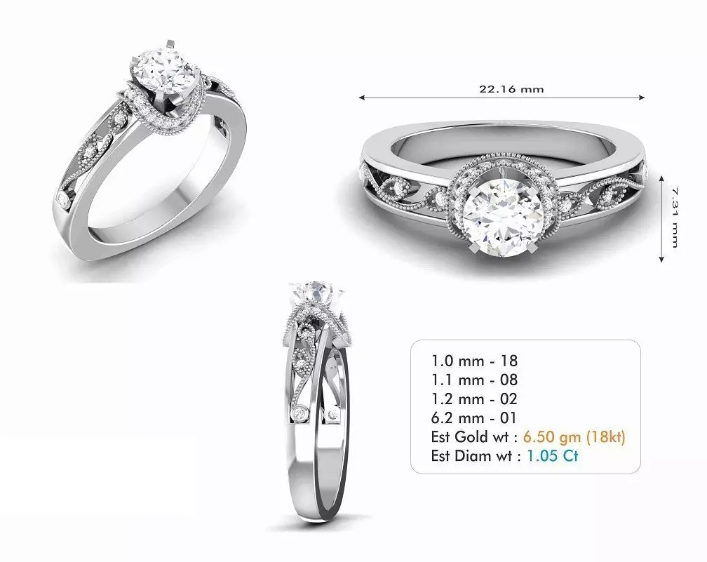 engagement ring 3D print model_0