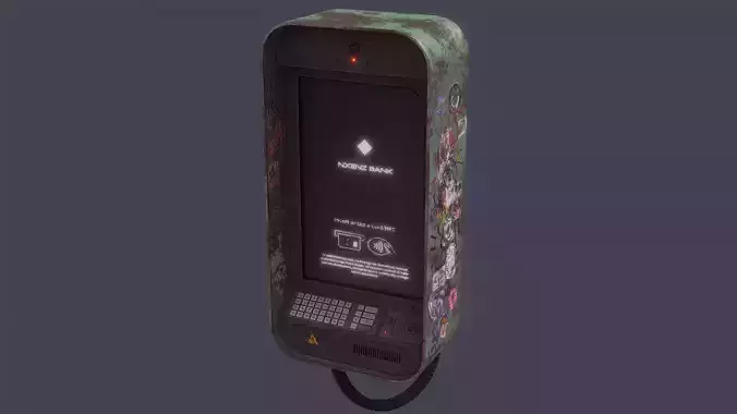 Cyberpunk ATM Low-poly 3D model