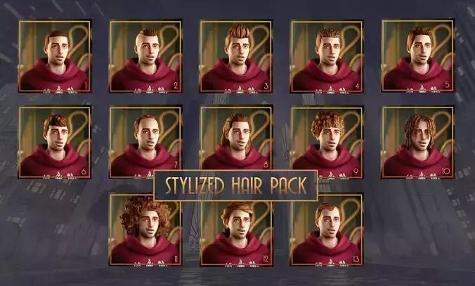 Stylized Hair with Handpainted Textures Bundle