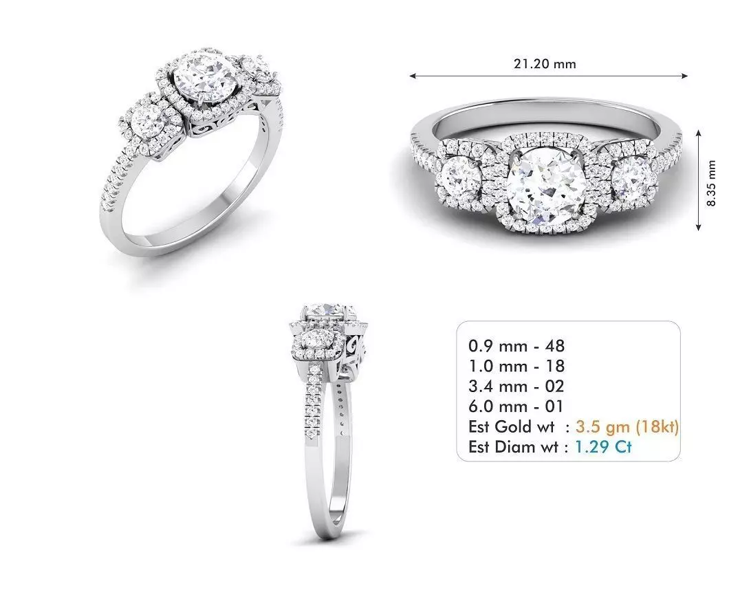 engagement ring 3D print model_0