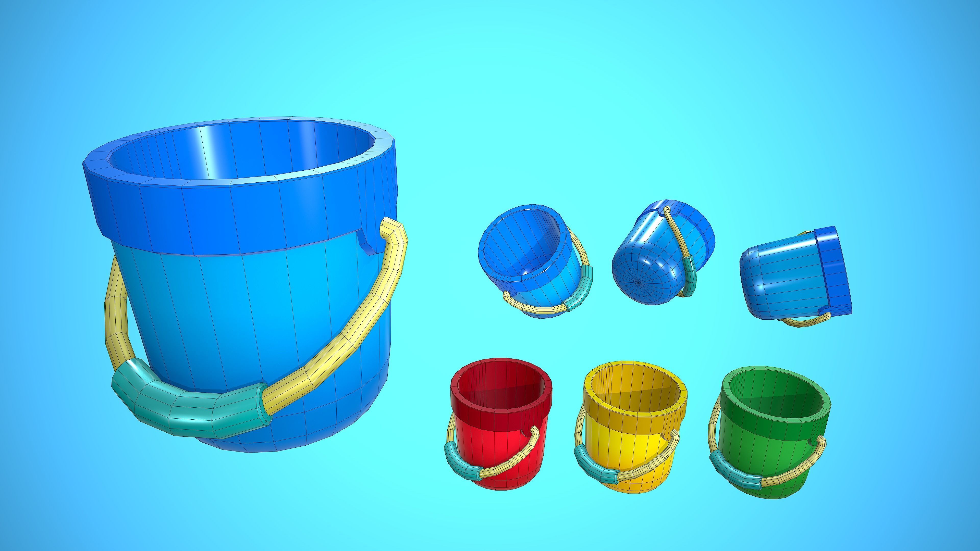 BUCKET CARTOON STYLIZED Low-poly 3D model_2