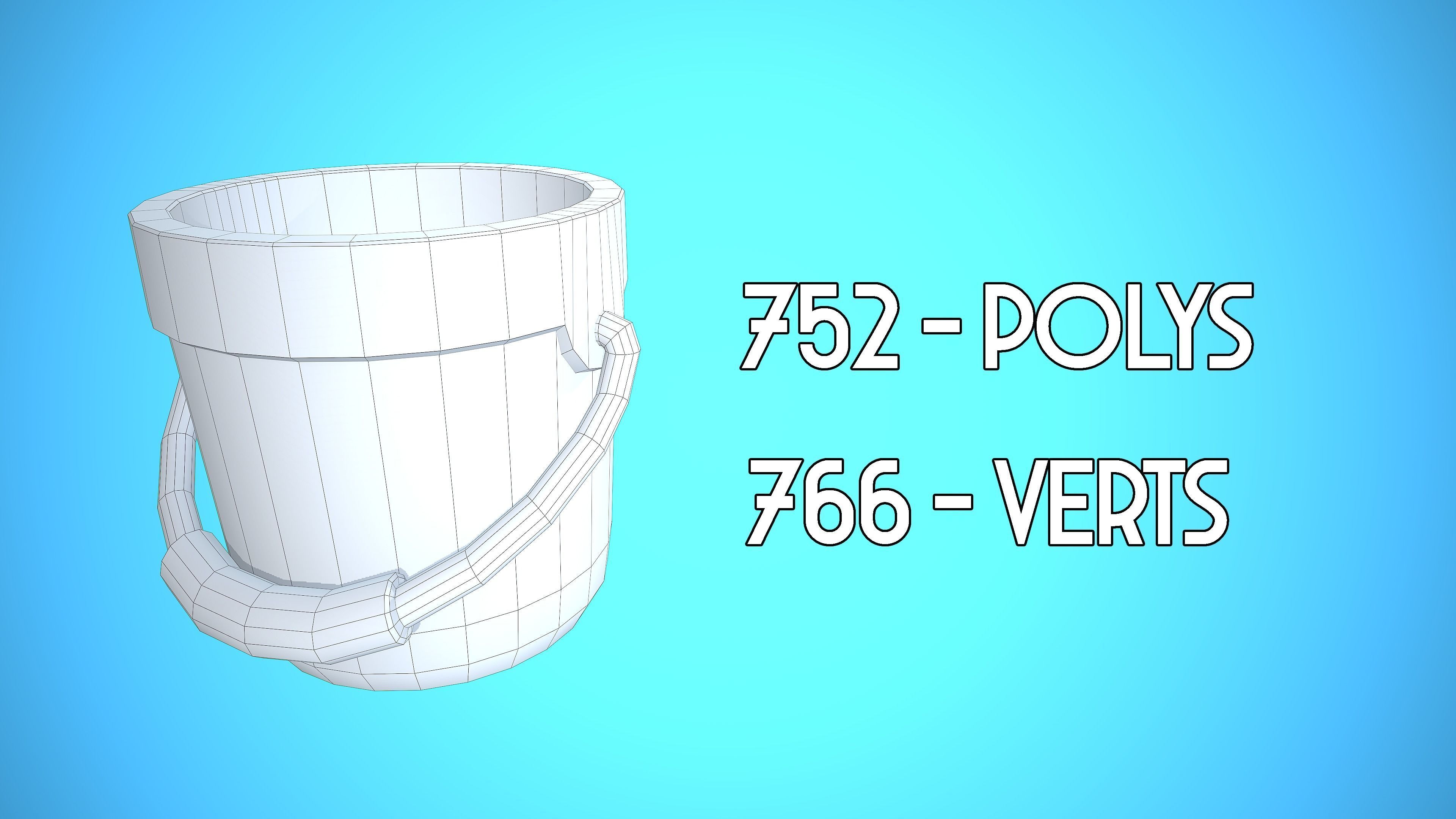 BUCKET CARTOON STYLIZED Low-poly 3D model_3