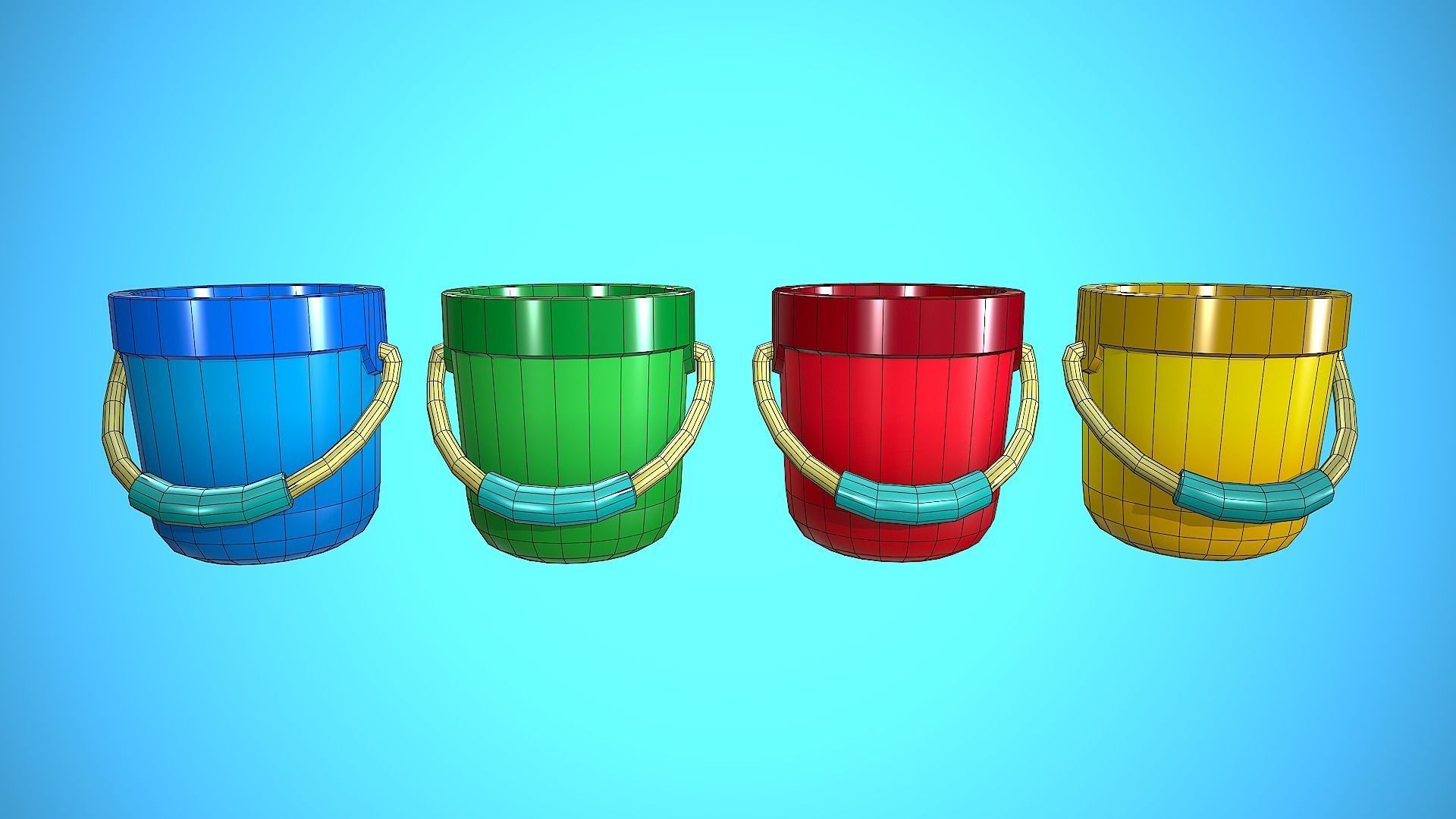 BUCKET CARTOON STYLIZED Low-poly 3D model_5