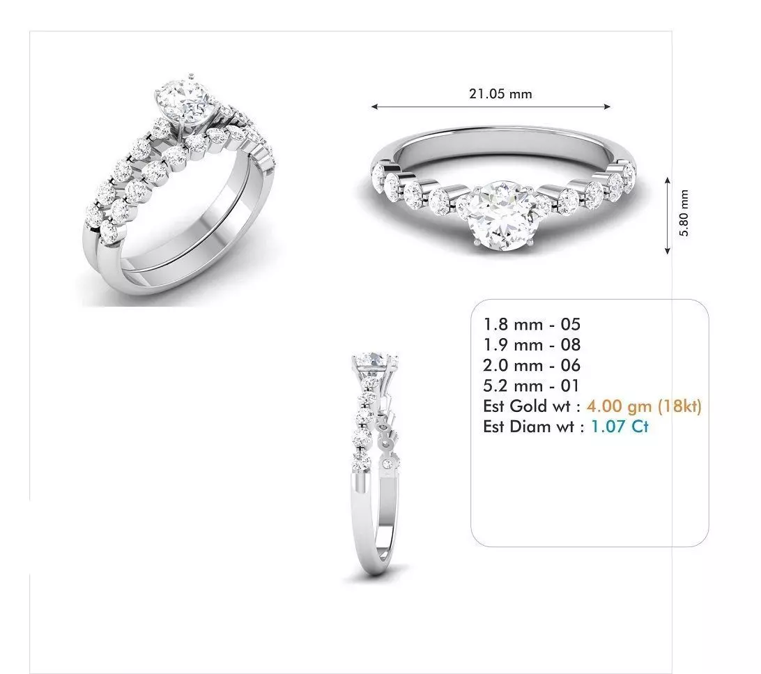 solitaire engagement ring set 3D print model_0