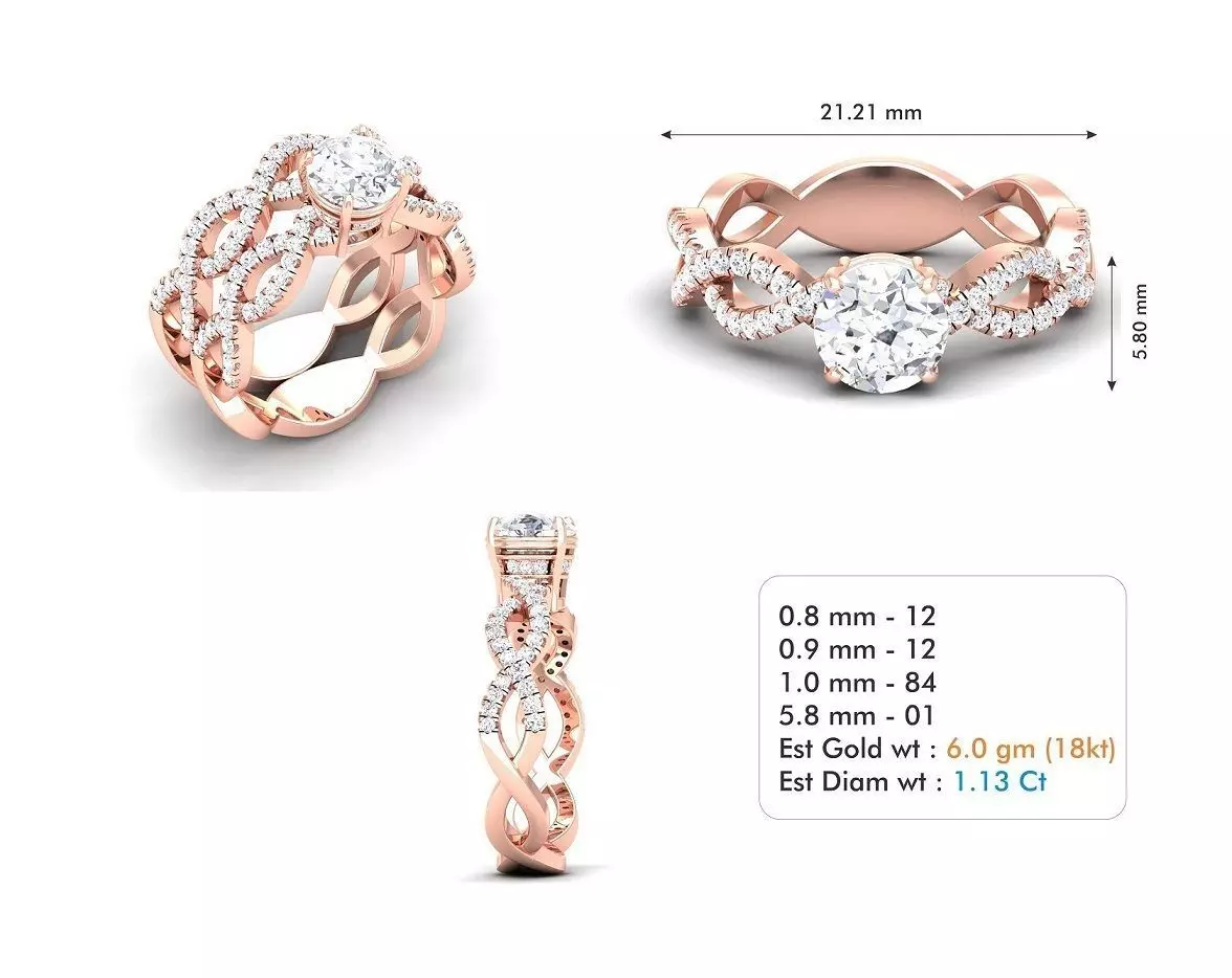 solitaire engagement ring set  3D print model_0