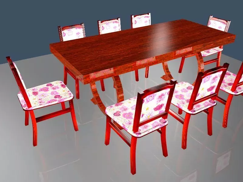DINING TABLE AND CHAIRS 3D model_0