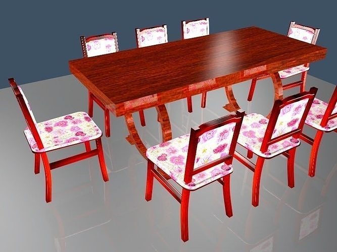 DINING TABLE AND CHAIRS 3D model