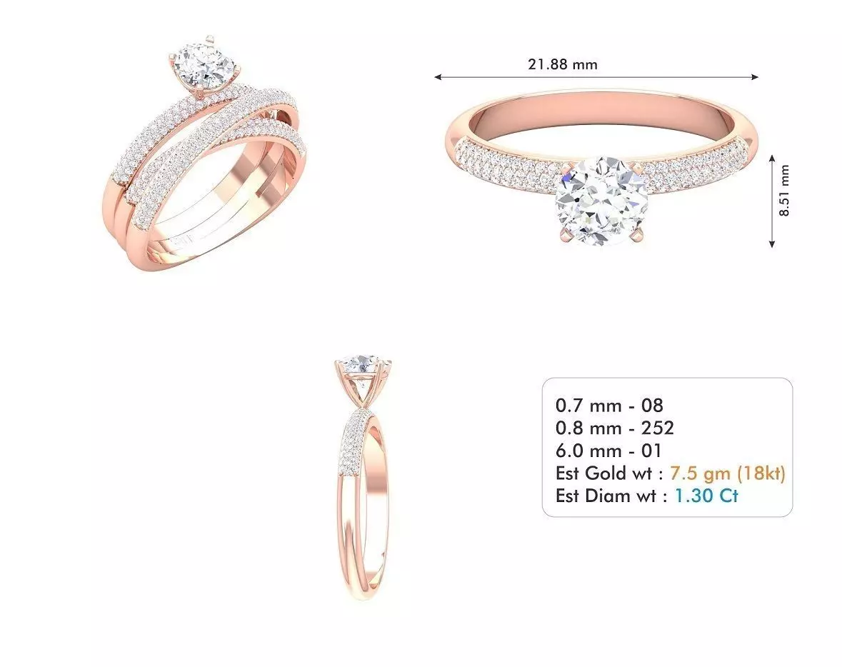 engagement ring set 3D print model_0
